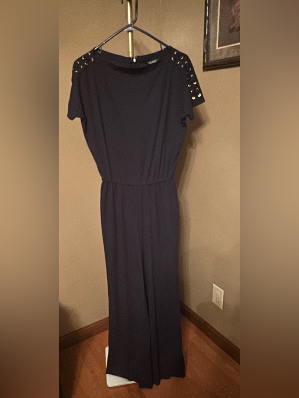 Ralph Lauren Navy Blue Grommet-Shoulder Jumpsuit